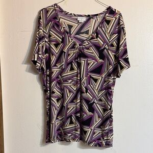 Jaclyn Smith Multicolor Geometric Blouse